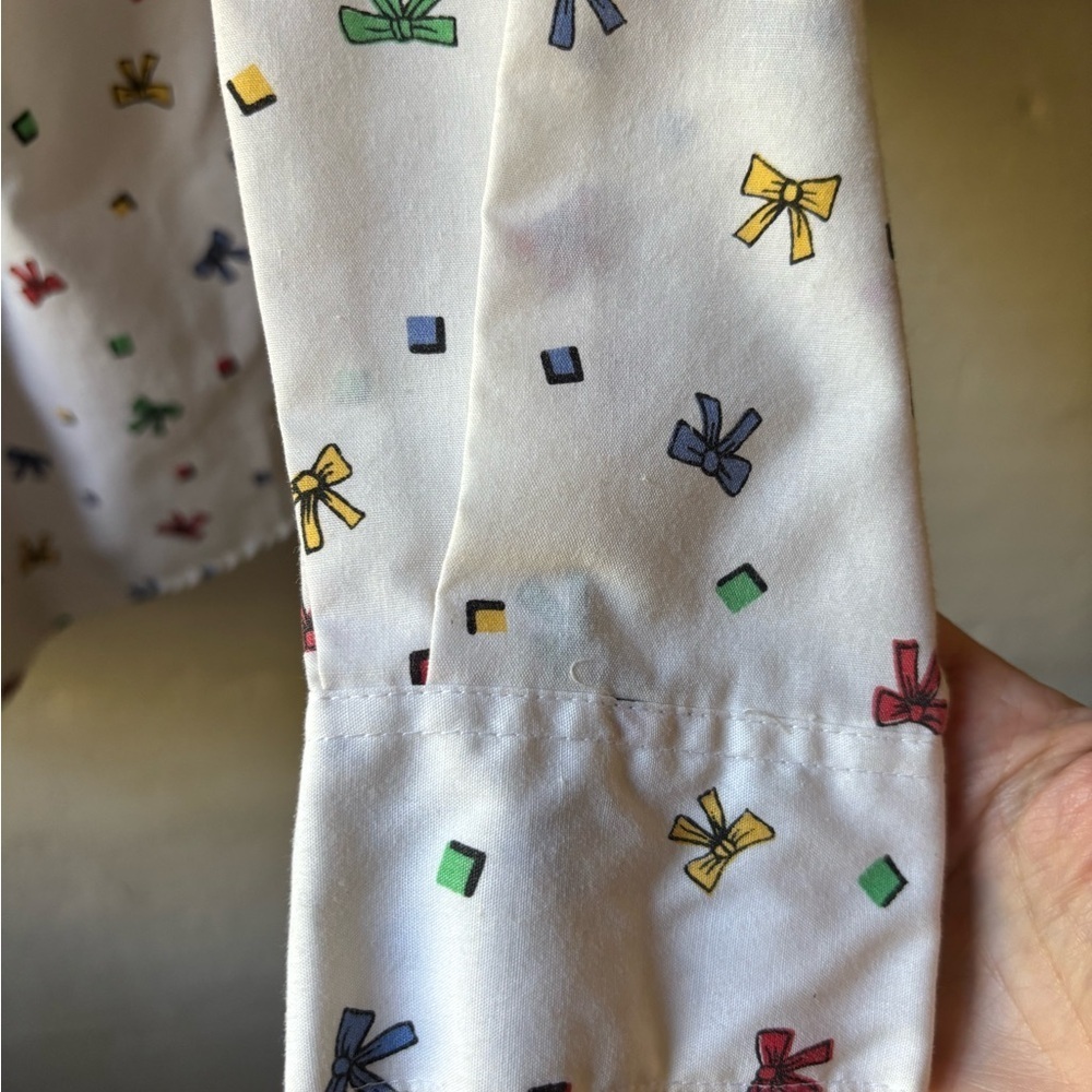 Vintage Maternity Popover Button Top with Ribbon Bow Pattern by Take Nine EXC 🎀 - Picture 6 of 8